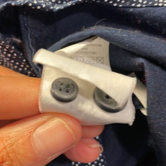 Michael Kors Mens navy blue and white polka dot relaxed fit button down shirt - Picture 10 of 10